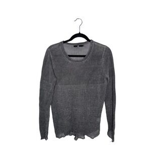 Jarbo Linen Knit Sweater Women Size 0 Charcoal Grey Excellent Sheer Mesh JL17385